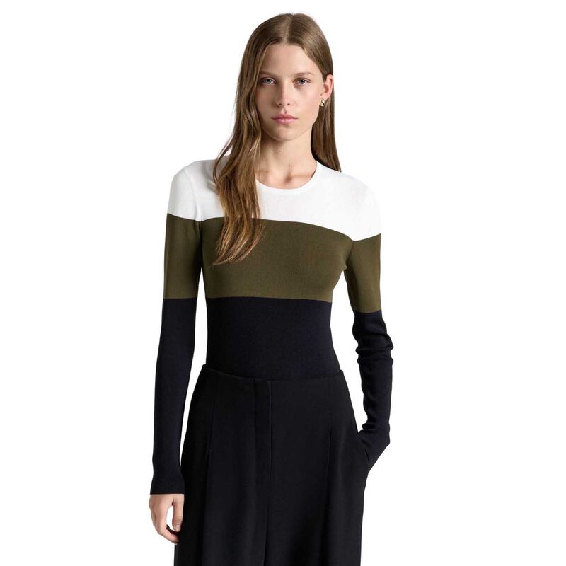 Cue Khaki Colour Block Long Sleeve Knit image number 0